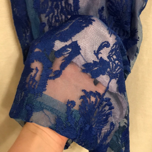 Blue Strappy Lace Mini Cocktail Dress - Picture 6 of 8